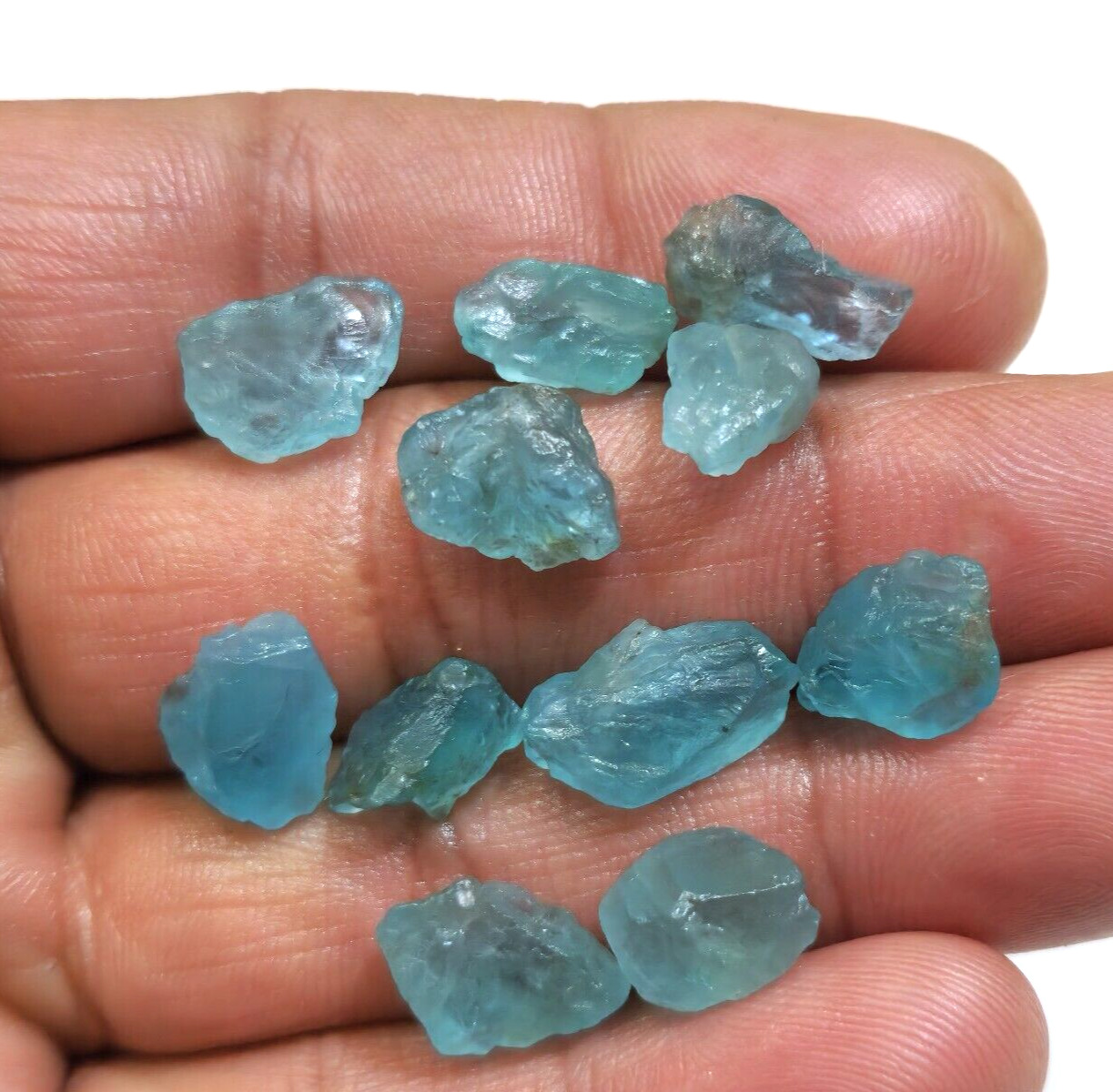 Natural Blue Color Apatite Rough 11 Pcs 11-16 mm Loose Gemstone For Jewelry