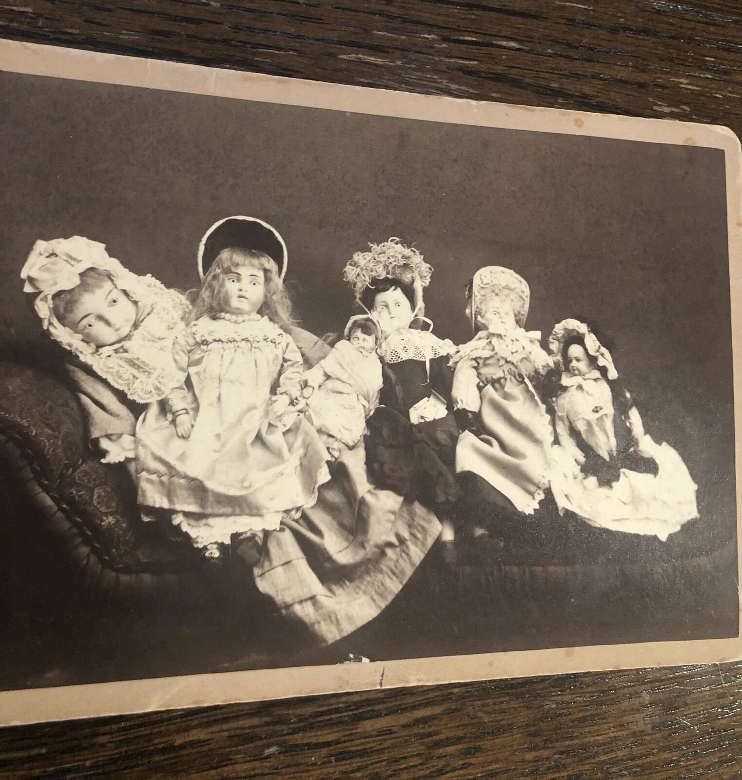 Creepy or Cute? Dead Dolls on Settee - Unusual Antique Photo, 1880s California