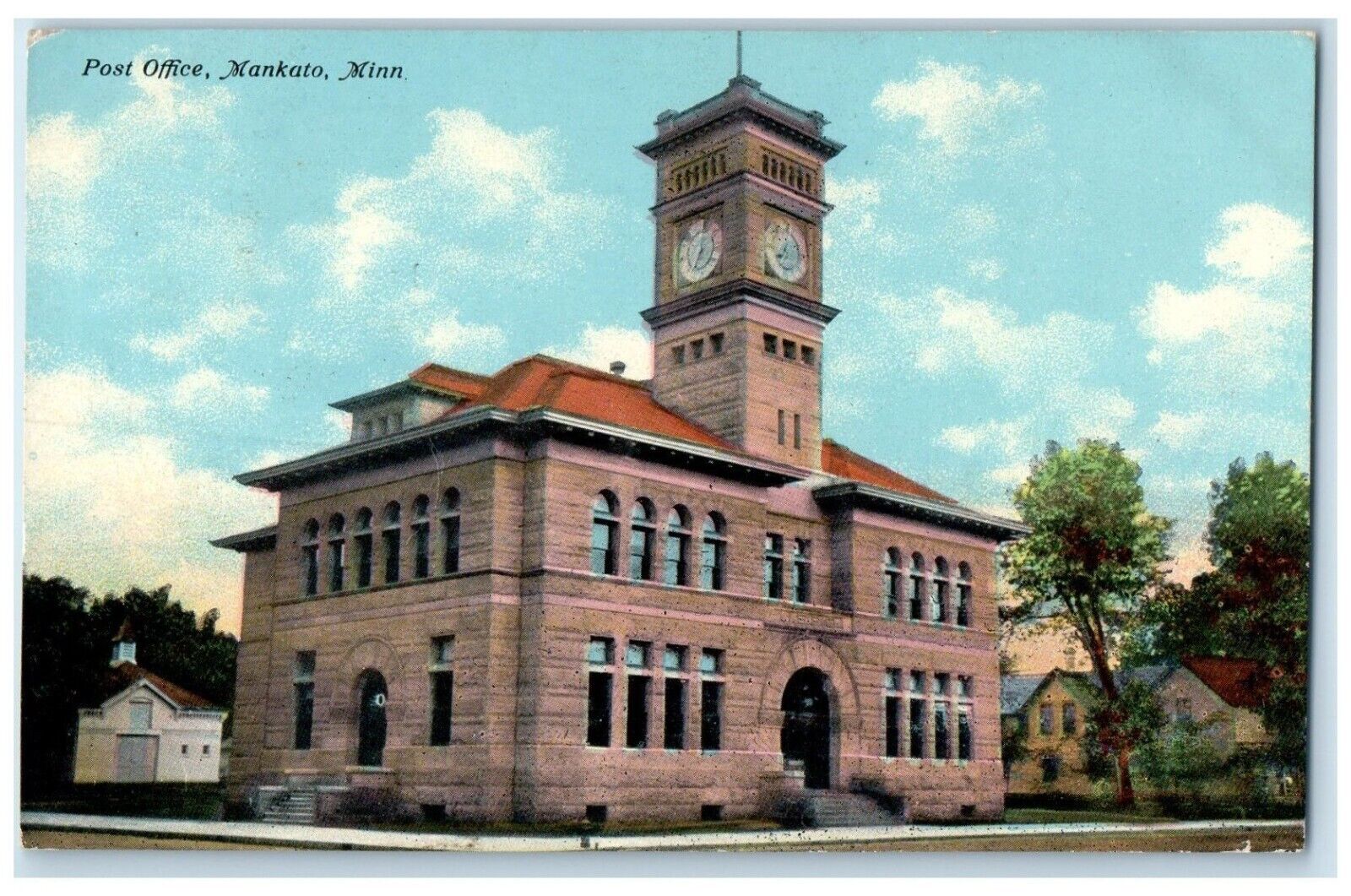 1911 Exterior Post Office Building Mankato Minnesota MN Vintage Antique Postcard