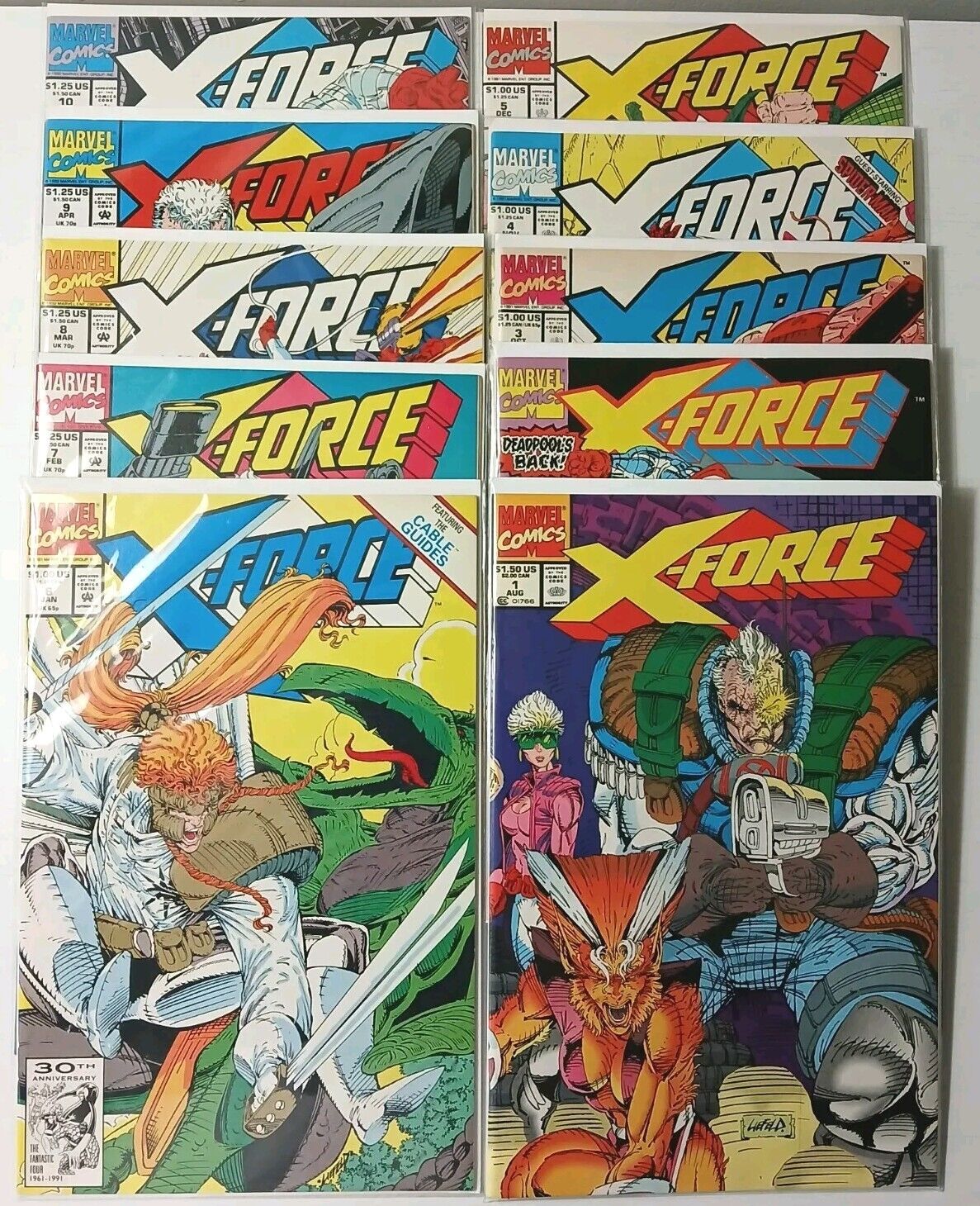Marvel X-Force Vol. 1 #1-10 w/ KEYS Rob Liefeld 1991 VF-NM+