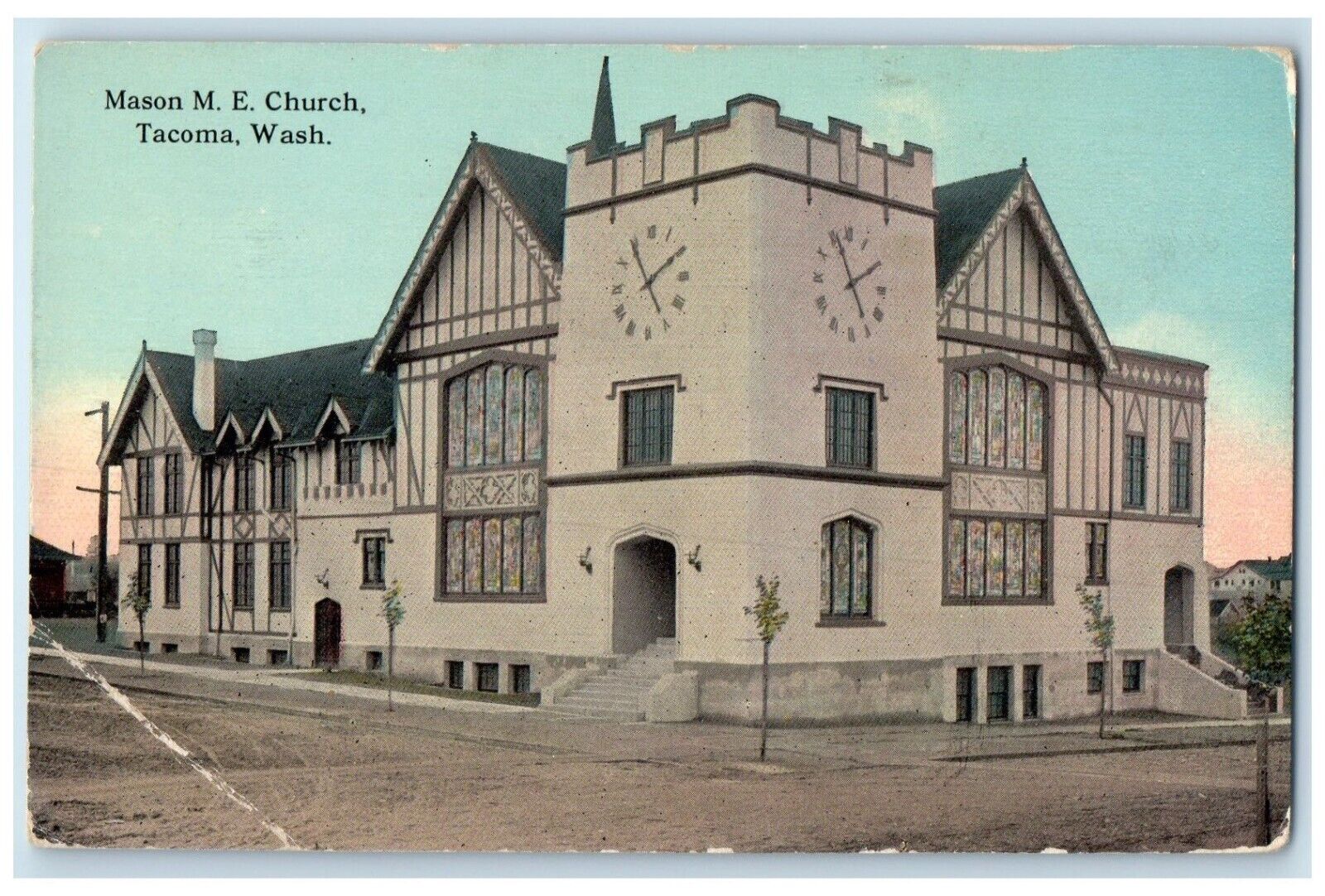 c1910\'s Mason ME Church Street View Tacoma Washington WA Antique Postcard