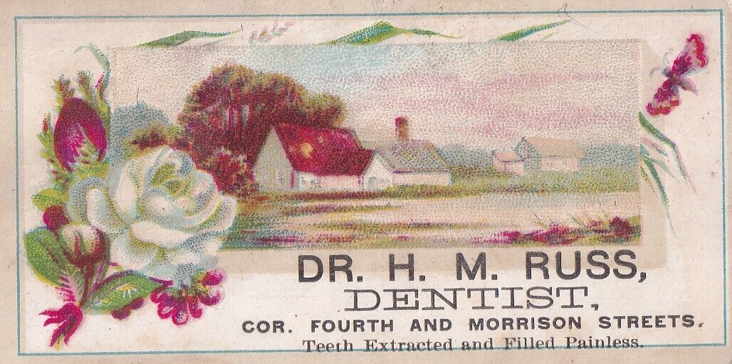 1800\'s Victorian Trade Card -Dr H M Russ -Dentist -#B2