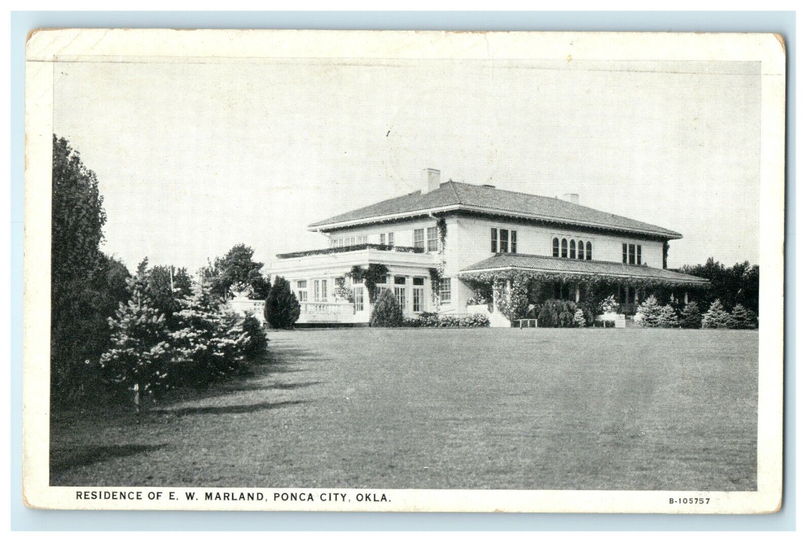 1927 Residence of E.W. Marland, Ponca City Oklahoma OK Vintage Postcard