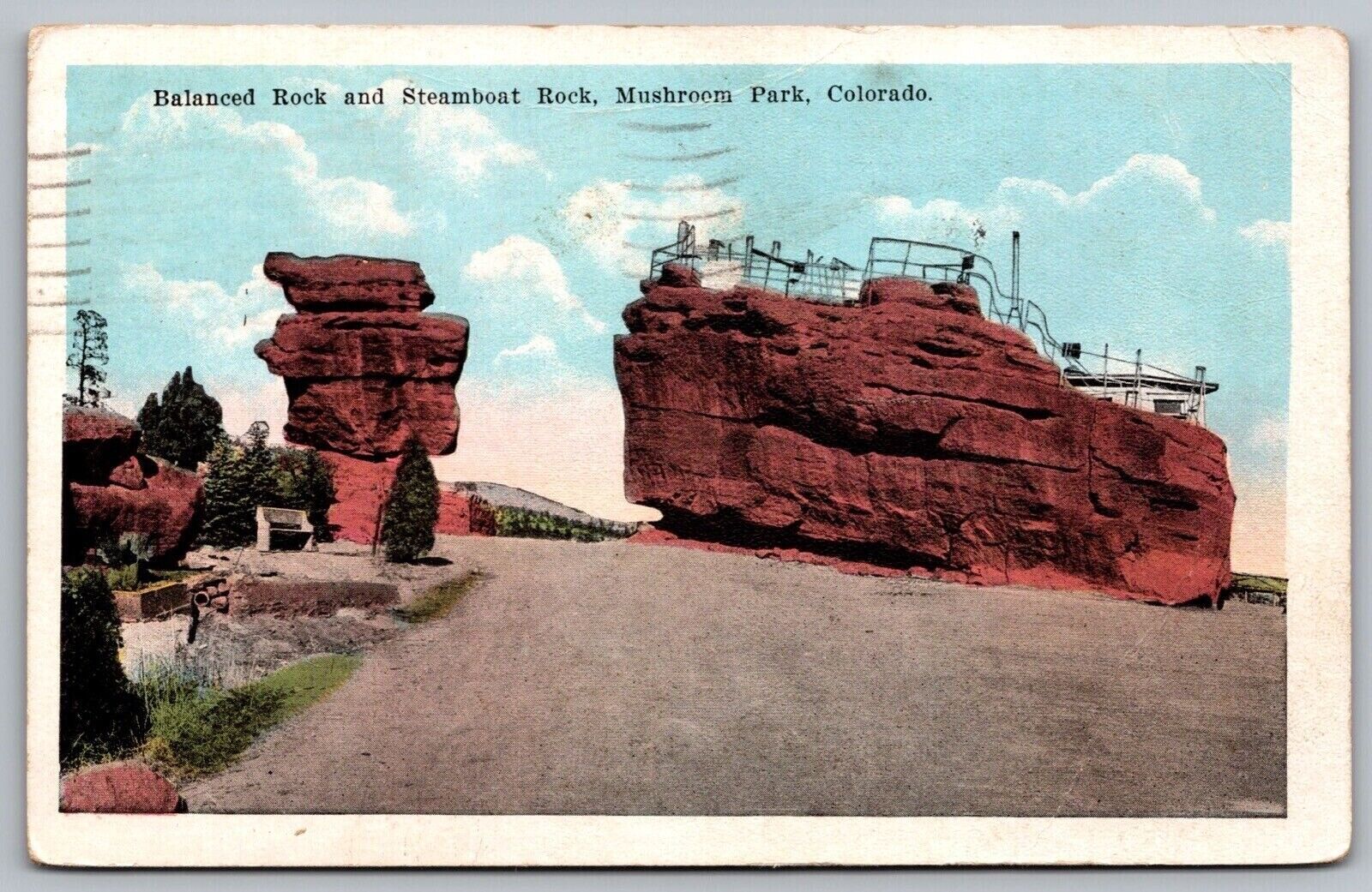 Balanced Steamboat Rock Formations Mushroom Park Colorado Mountains VNG Postcard