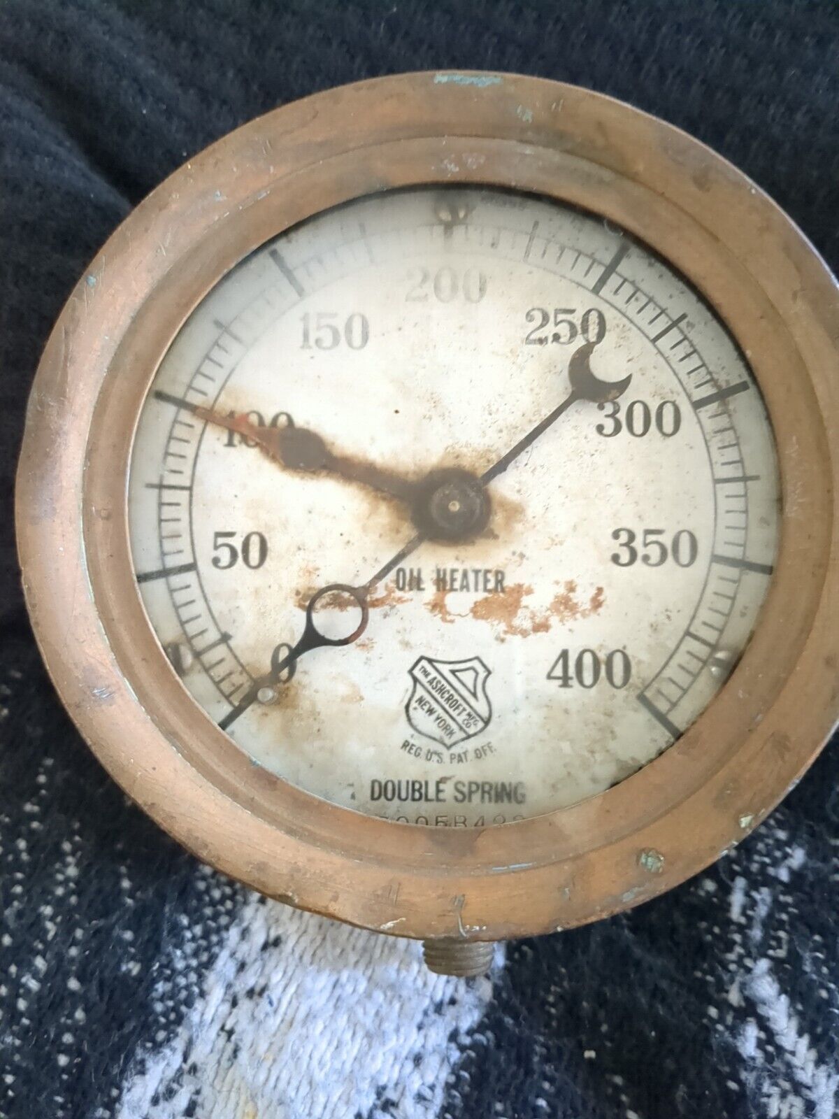 Antique Brass Pressure Gauge 9 9/16\