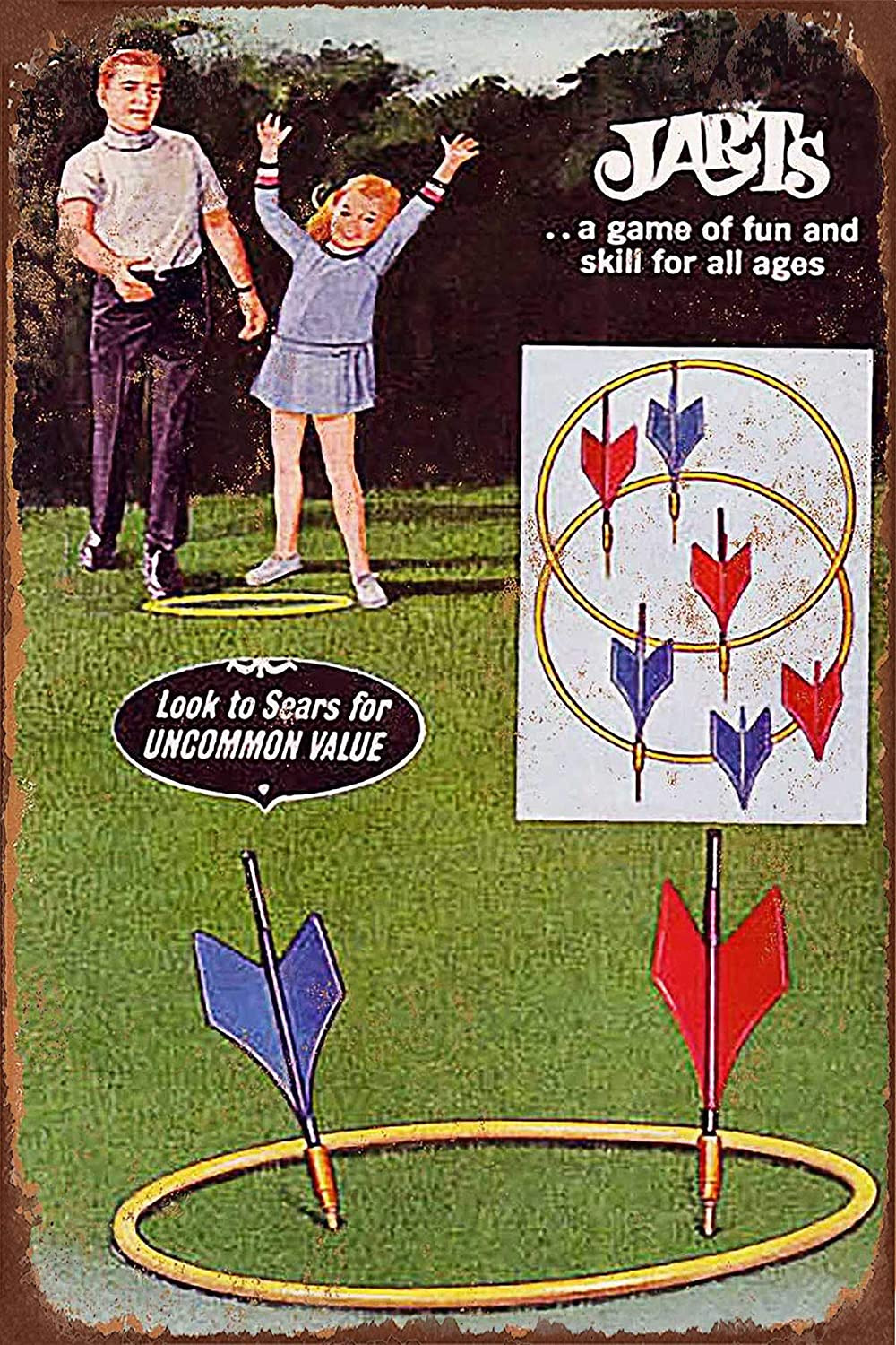 Great Tin Sign Aluminum Metal Sign 1969 Jarts Lawn Darts Game Vintage Look 8X12 