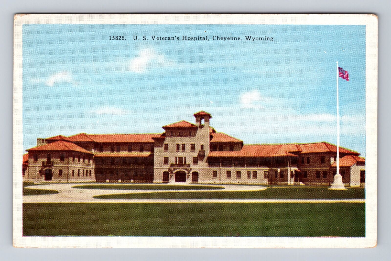 Cheyenne WY-Wyoming, US Veteran\'s Hospital, Antique Vintage c1958 Postcard