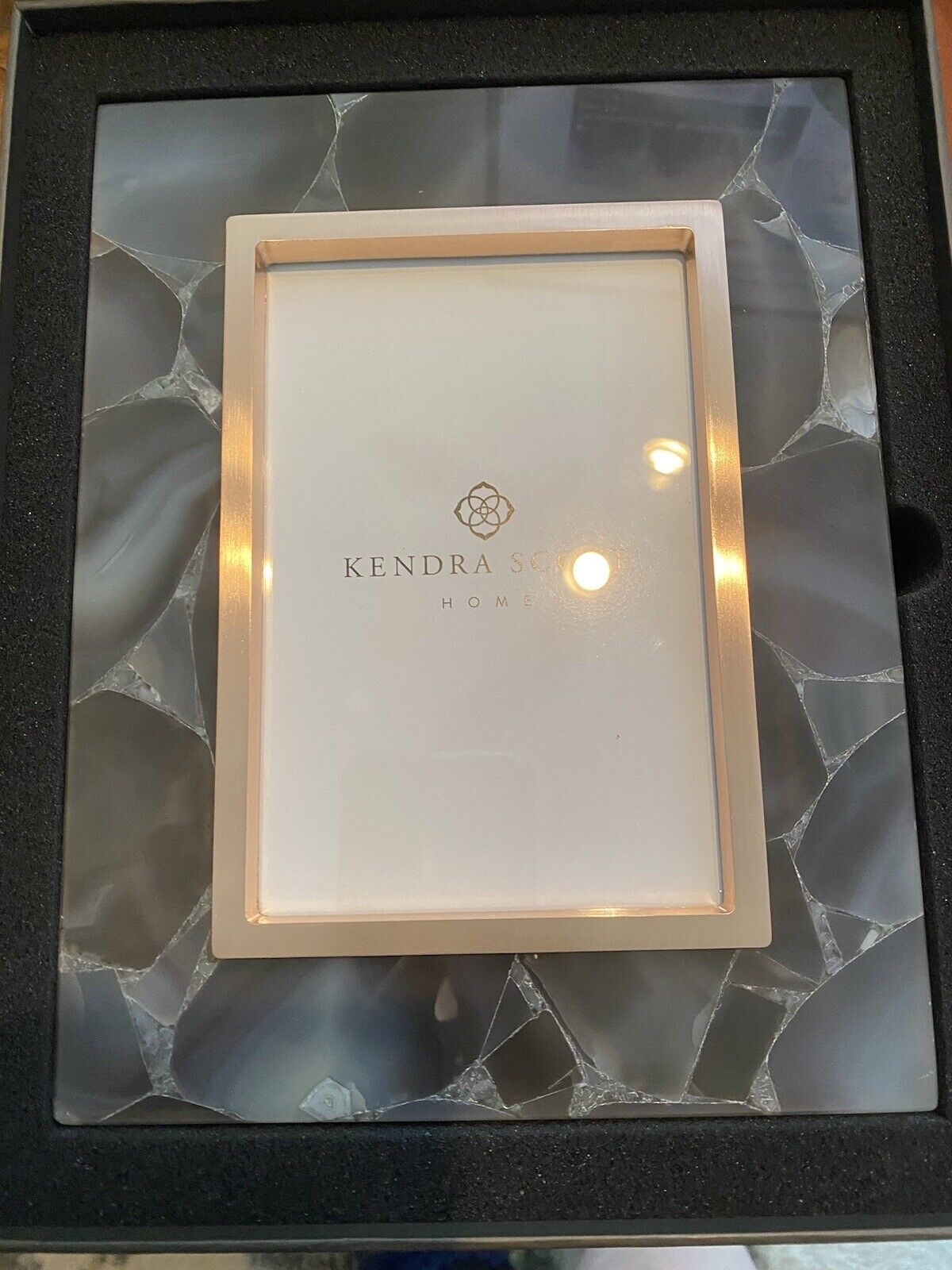 KENDRA SCOTT Stone Slab Agate Picture Frame 14k Rose Gold Plated NEW