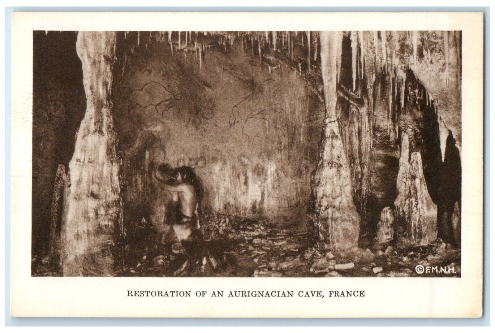 Chicago Illinois IL Postcard Restoration Aurignacian Cave France c1940 Vintage