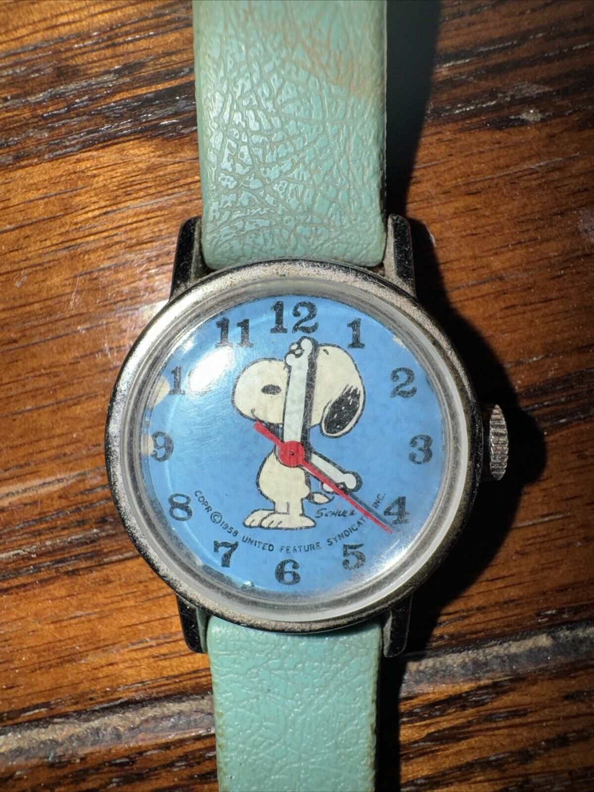 Vintage 1958 Timex Blue Band & Dial Charles Schultz SNOOPY Watch