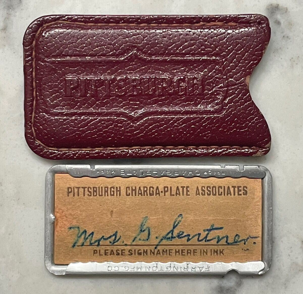 Vintage Charga Plate Credit Card w/ Case Pittsburgh PA