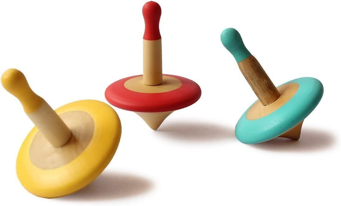 Shumee Wooden Spinning Tops 3 Pcs - Spin Tops, Toys,... 