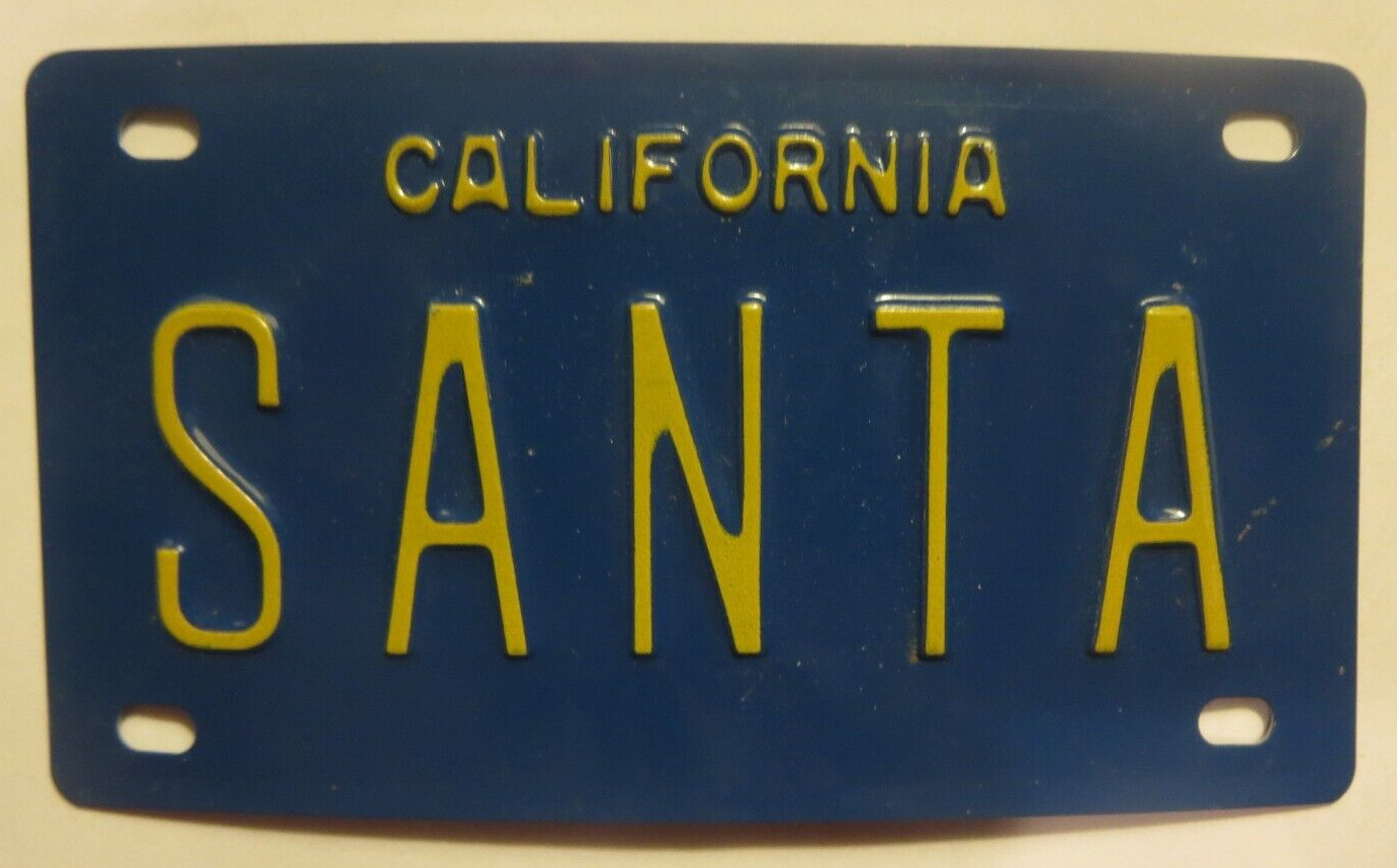 Vintage Personalized California Santa Mini Bike Vanity Name License Plate Sign