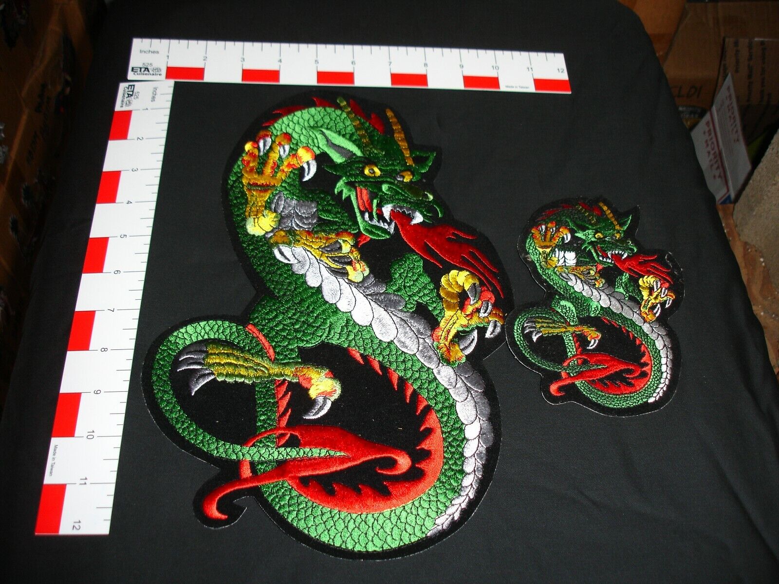 Dragon Patch Green One very large one smaller matching