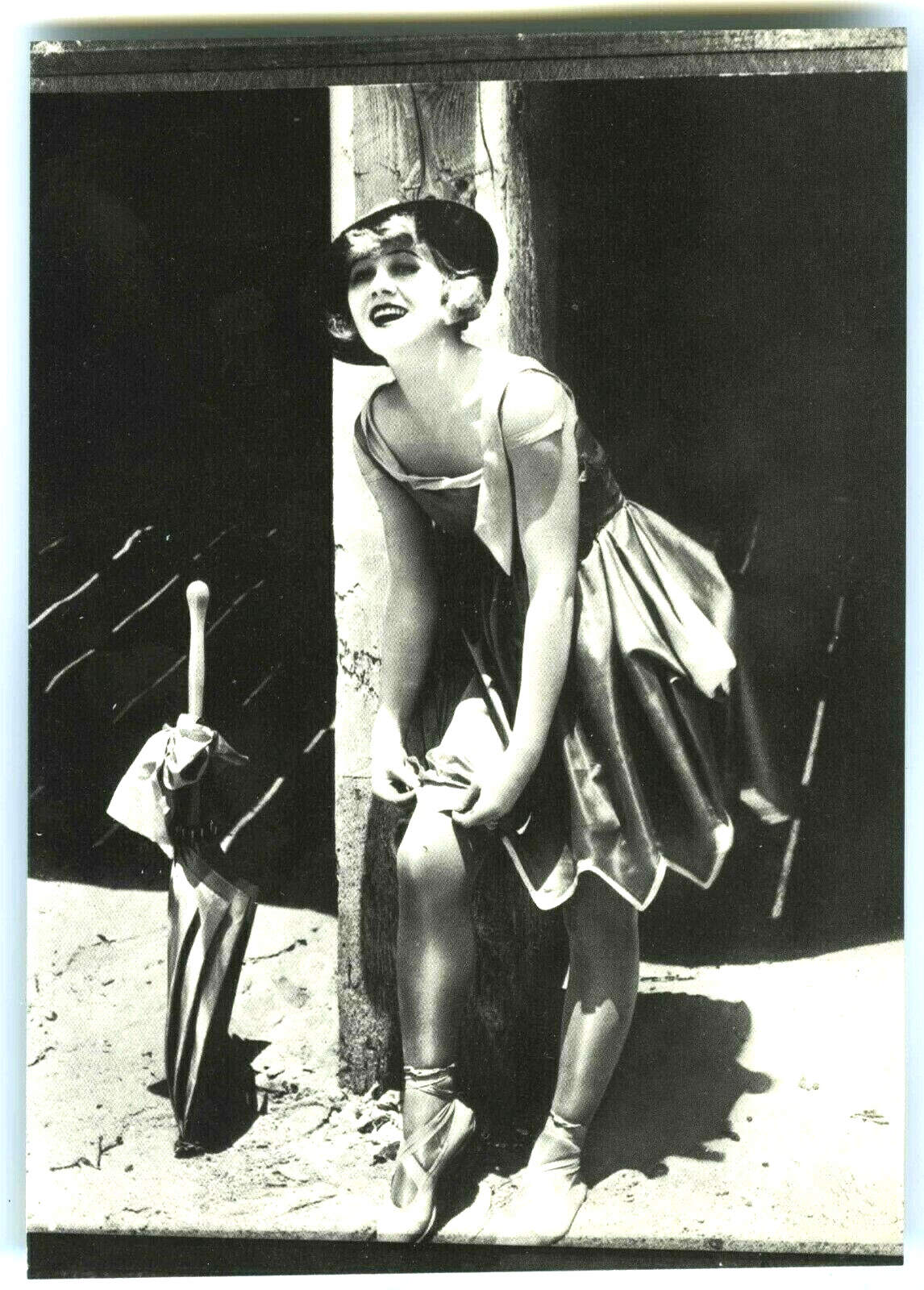 c.1920s VINTAGE BATHING BEAUTY GIRL in STOCKINGS on BEACH~NEW 1974 POSTCARD
