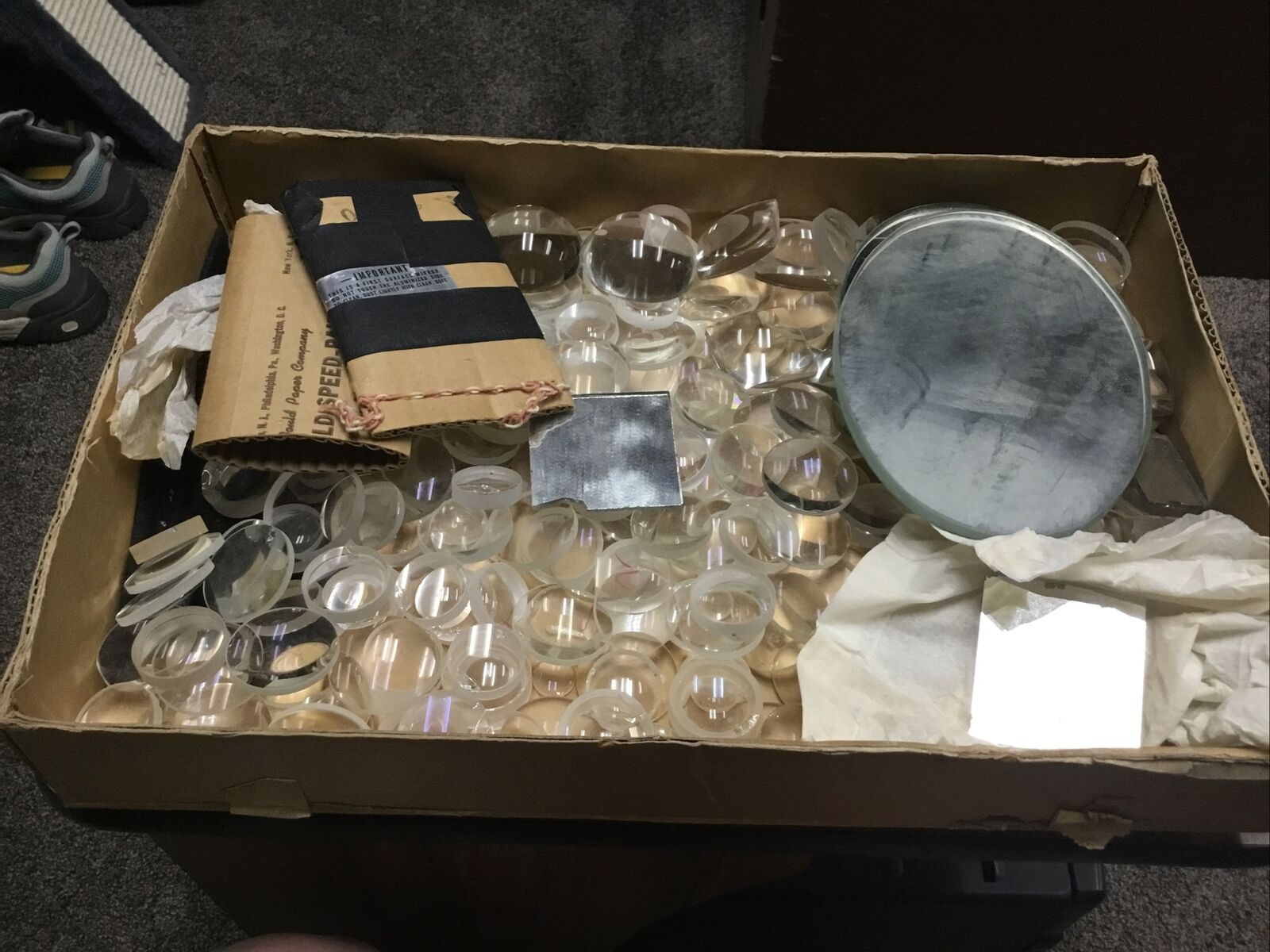 Lot Of Over 125 Optical Glass Blanks, Mirrors And More
