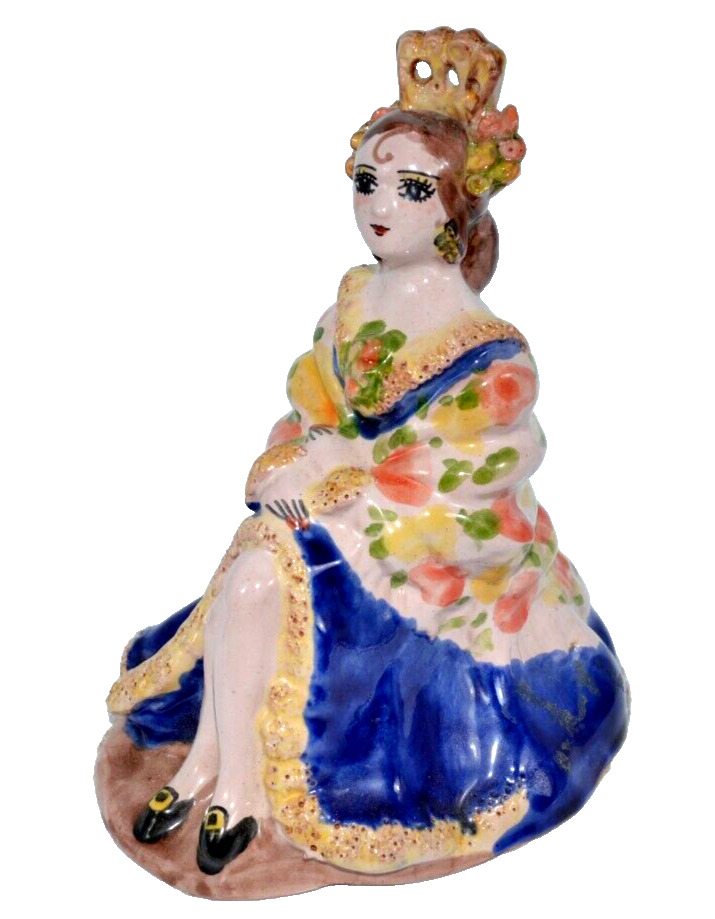 Mid Century  Art Pottery Spanish Lady Senorita Figurine Statue SPAN Hand Painted