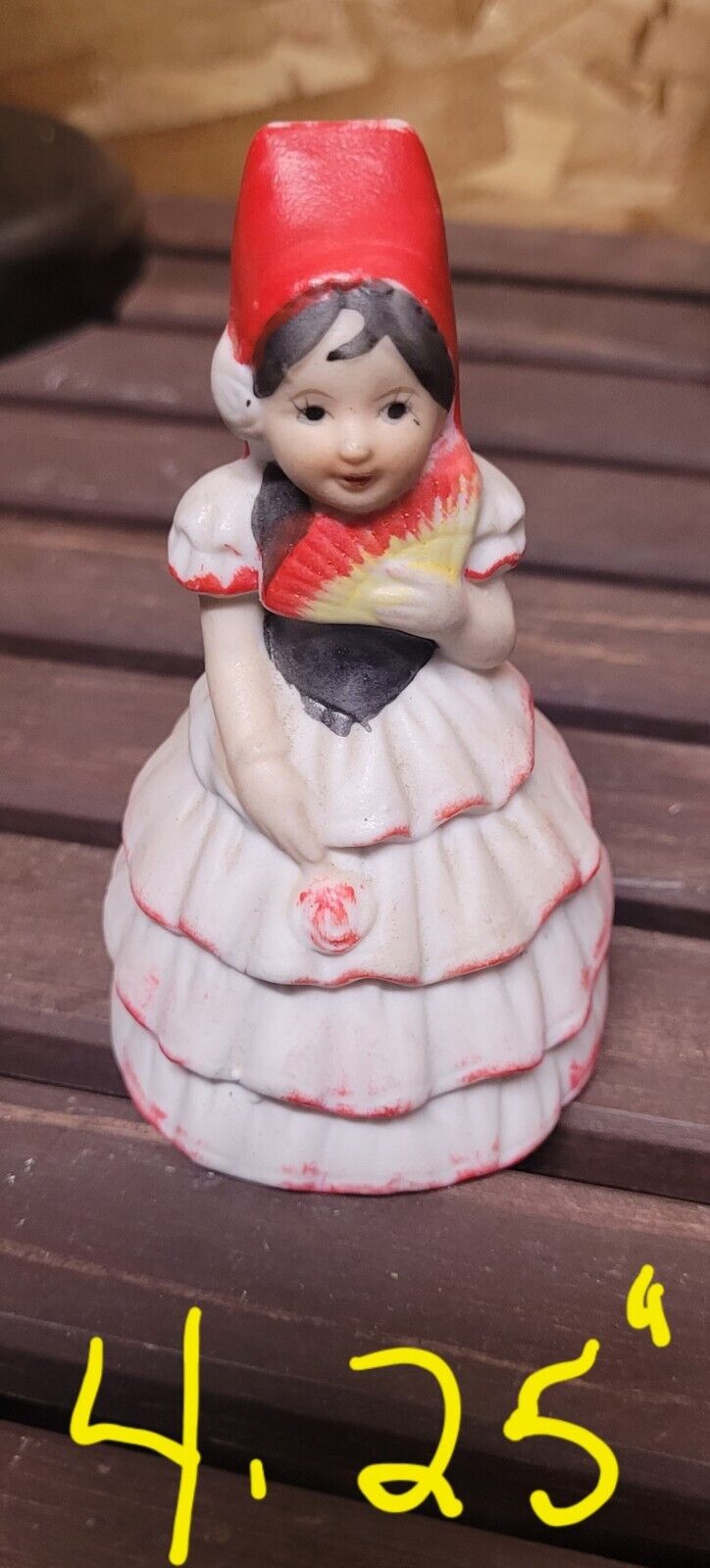 Vintage Jasco Bisque Porcelain Figurine Bell Spanish Girl Fan