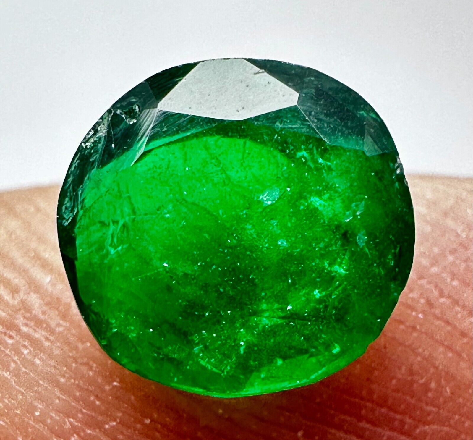 1.1 Ct Natural Transparent Top Green Swat Emerald Cut Gemstone From Pakistan.