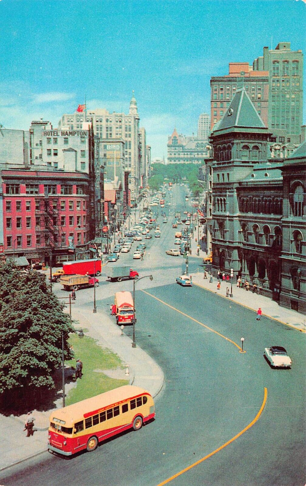 Albany NY New York Downtown Main State Street Capitol 1950s Vtg Postcard B62