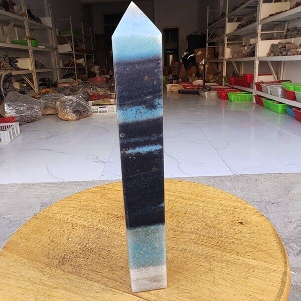 630g Trolleite Crystal Tower Point Obelisk Natural Rare Blue Quartz Healing