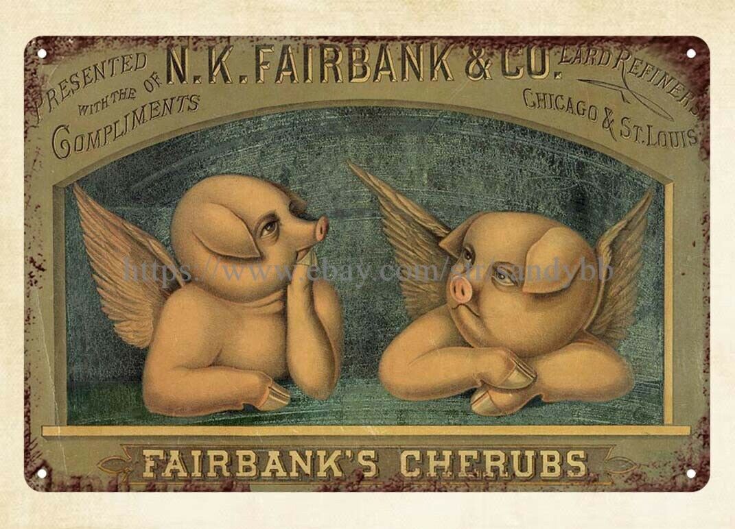1890 N.K. Fairbank & Co., lard refiners, Chicago & St. Louis metal tin sign