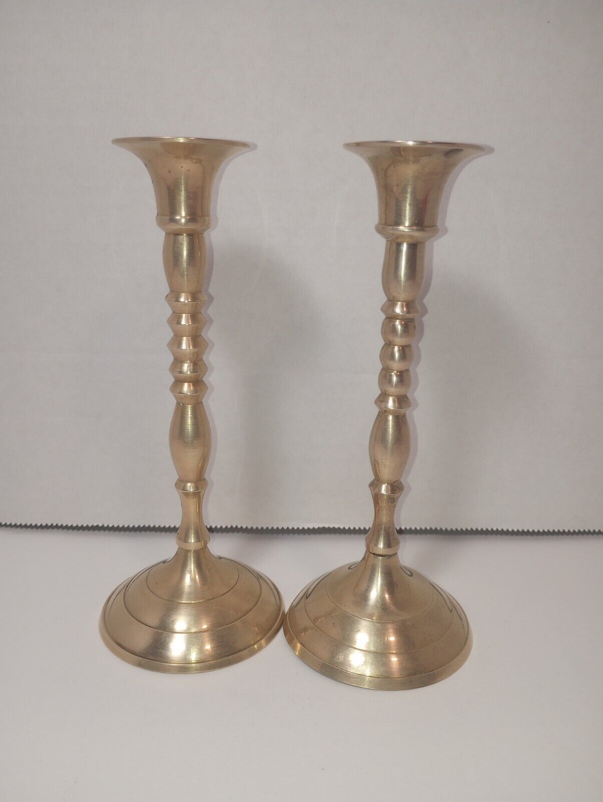 Pair Of 6 Inch Tall Elegant Brass Candlestick Holders 