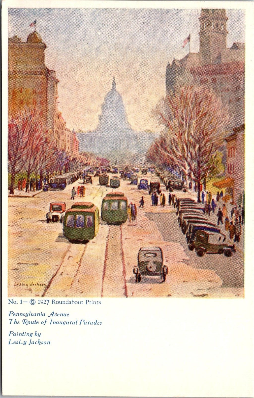 Postcard Unused Pennsylvania Ave Route Of Inaugural Parades Washington D C [by]