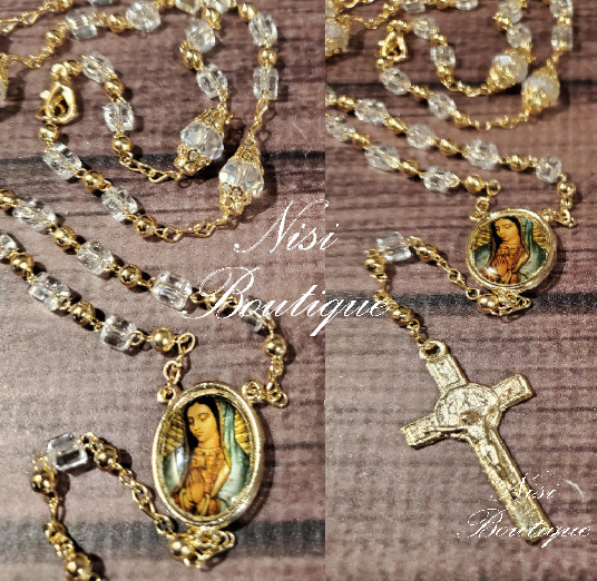 Handcrafted Beautiful Our Lady of Guadalupe Color Gold, Any Special Occasion