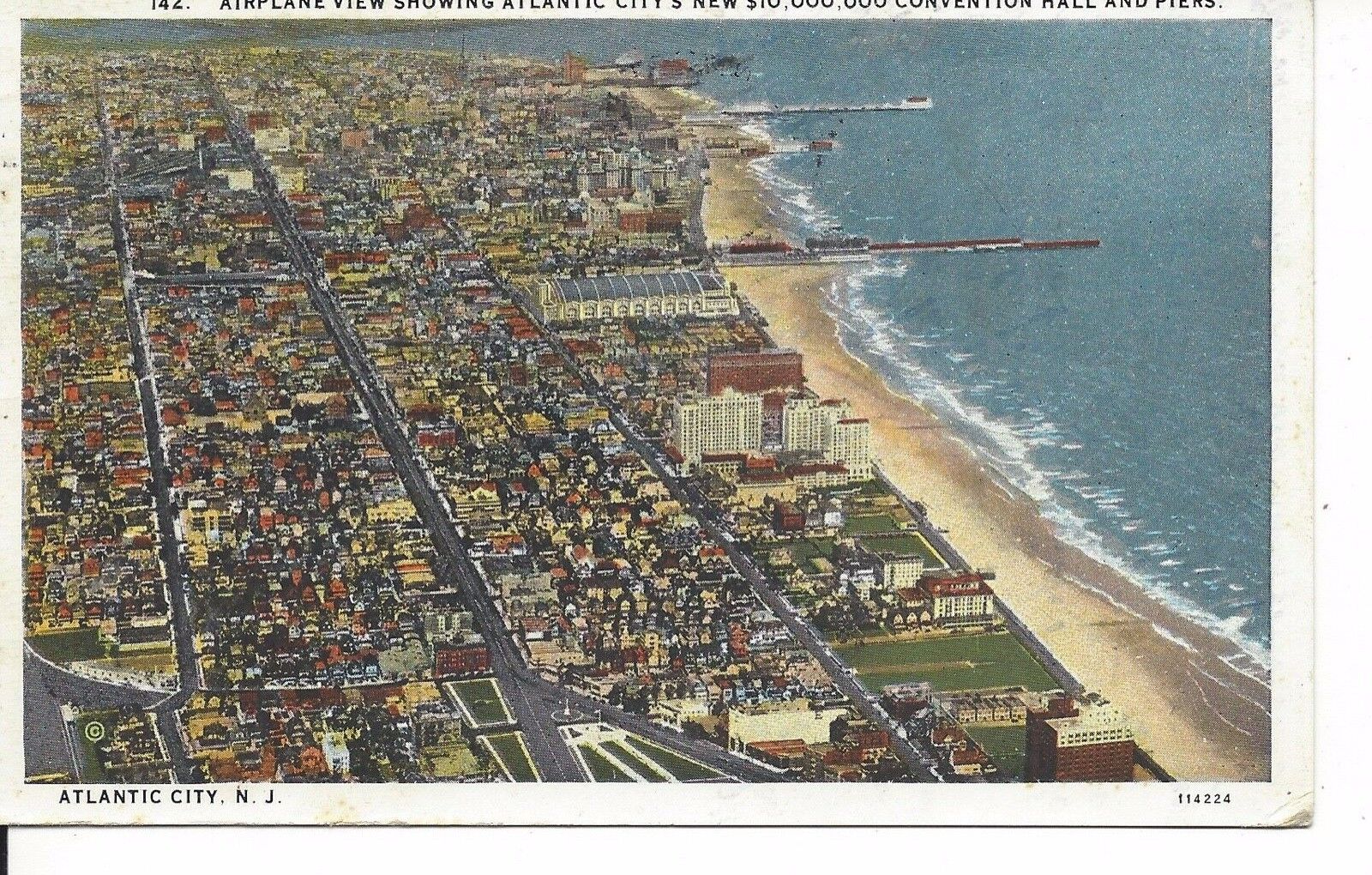 Atlantic City,NJ Airplane View Showing New $10,000,000 Convention Hall and Piers