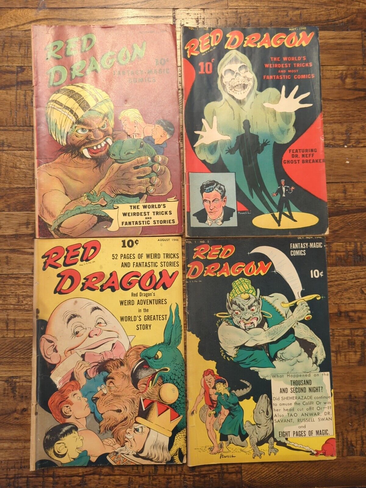 Red Dragon Comics Fantasy Magic #1, #3, #4, #5. 1947-1948 Street And Smith