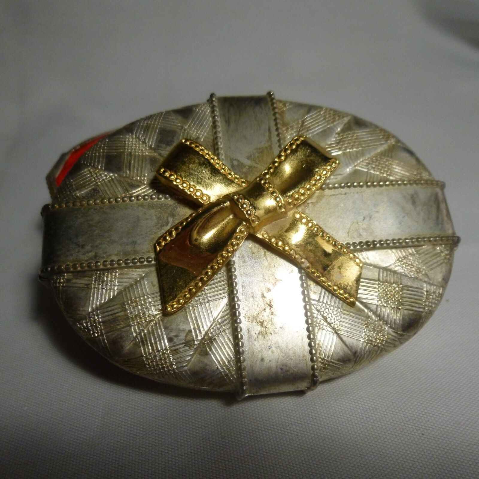 Trinket Box - silver & gold plated Metal by Godinger Silver Art Co - EUC