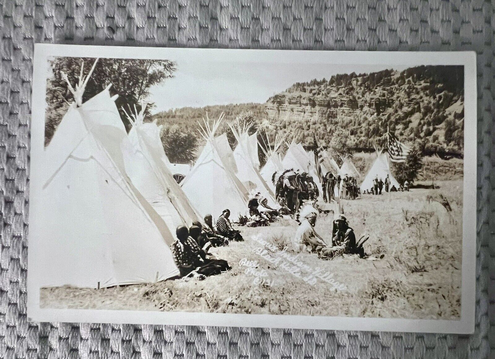 Vintage Sioux Indian Village South Dakota SD RPPC Bell Photo Postcard
