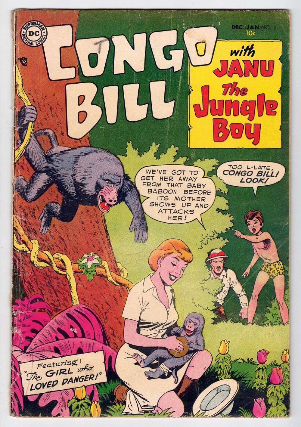 CONGO BILL #3 2.5 SCARCE DC COMICS 1954 OW PAGES GREG EIDE COLLECTION