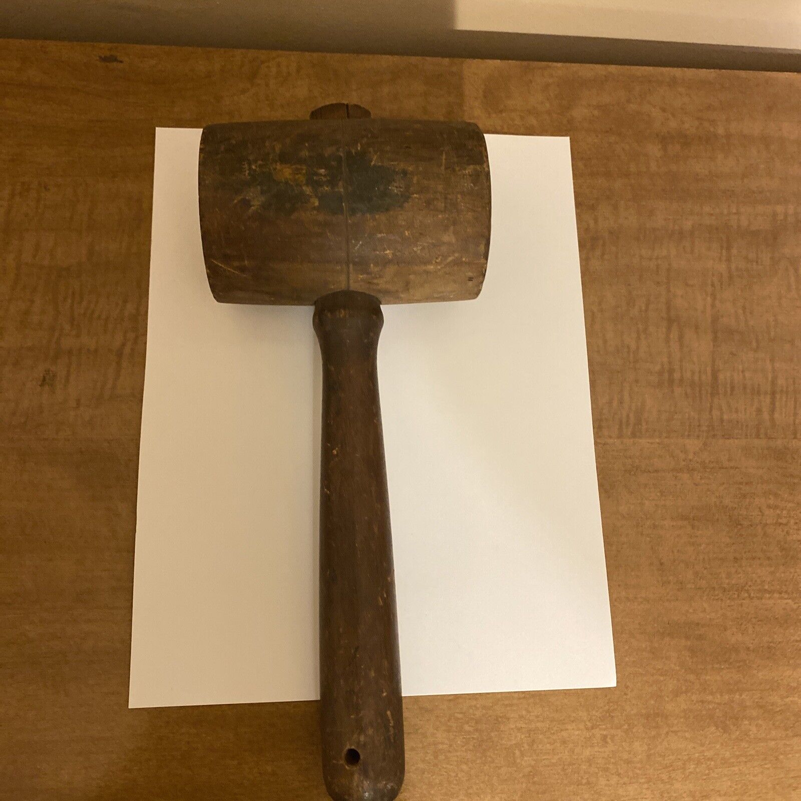 Antique Primitive Wooden Mallet Hammer Wood Handle & Head Woodworking Hand Tool