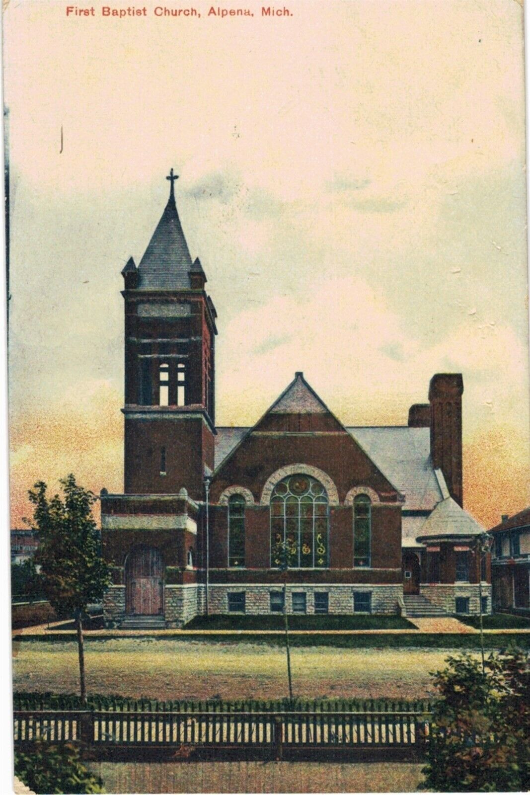Alpena MI First Baptist Church 1910 Unused sharp 