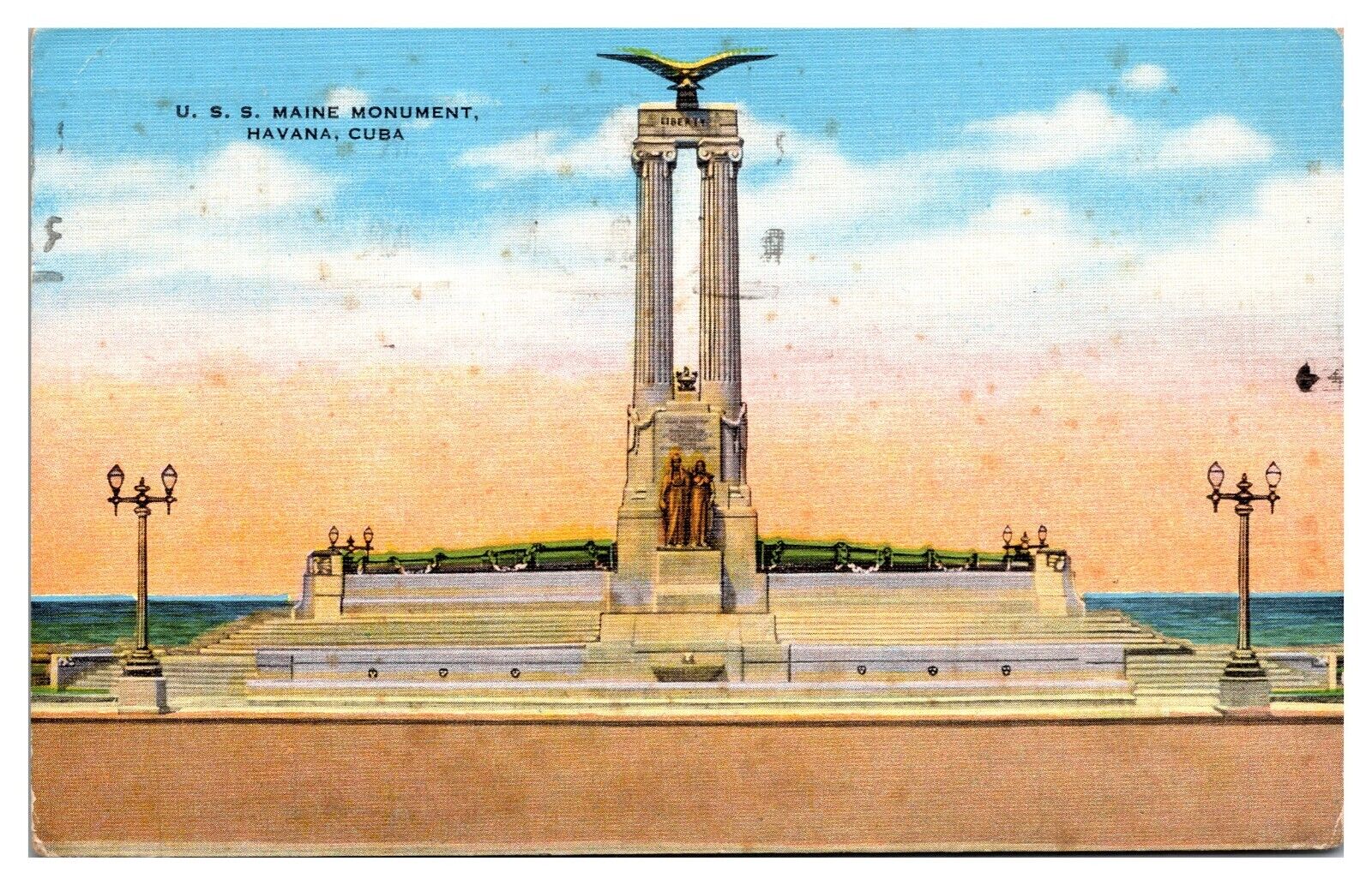 VTG USS Maine Monument, Havana, Cuba Postcard