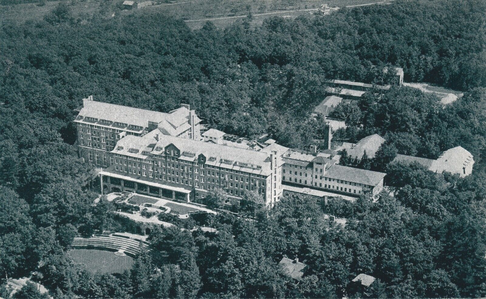 Aerial View of North Terrace and Outdoor Stadium and Inn at Buck Hill Falls, PA