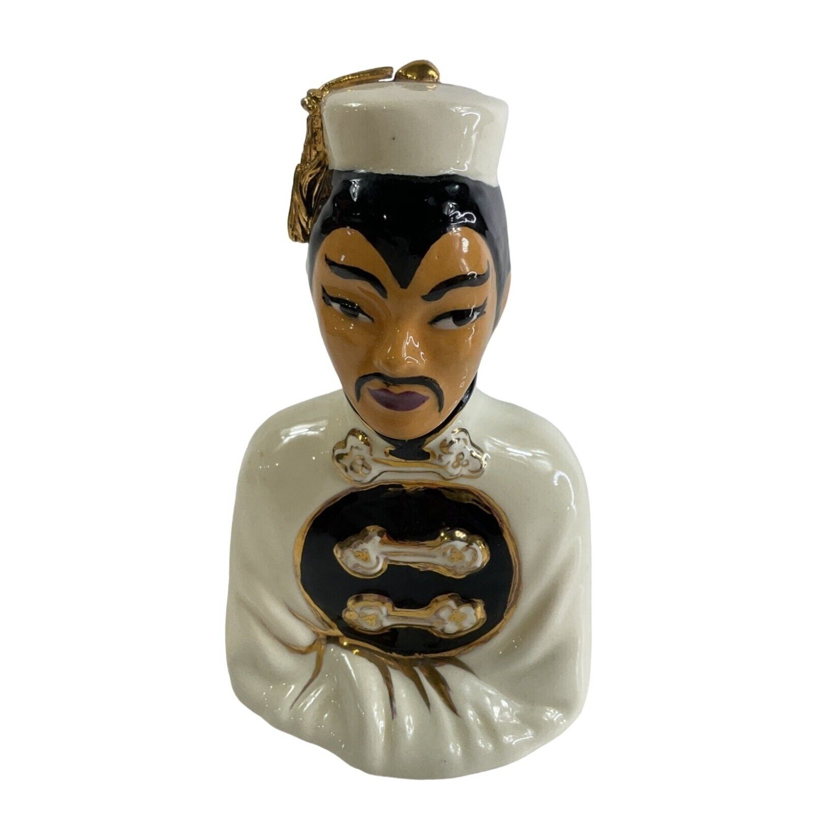 Vintage Asian Ceramic Figurine Hand Painted Mid Century