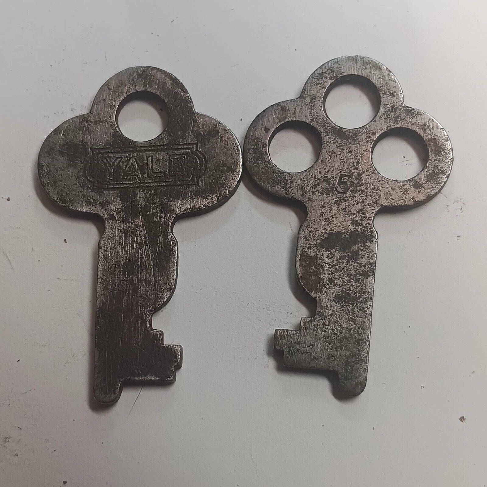 2 Antique Yale #5 Cabinet Keys.