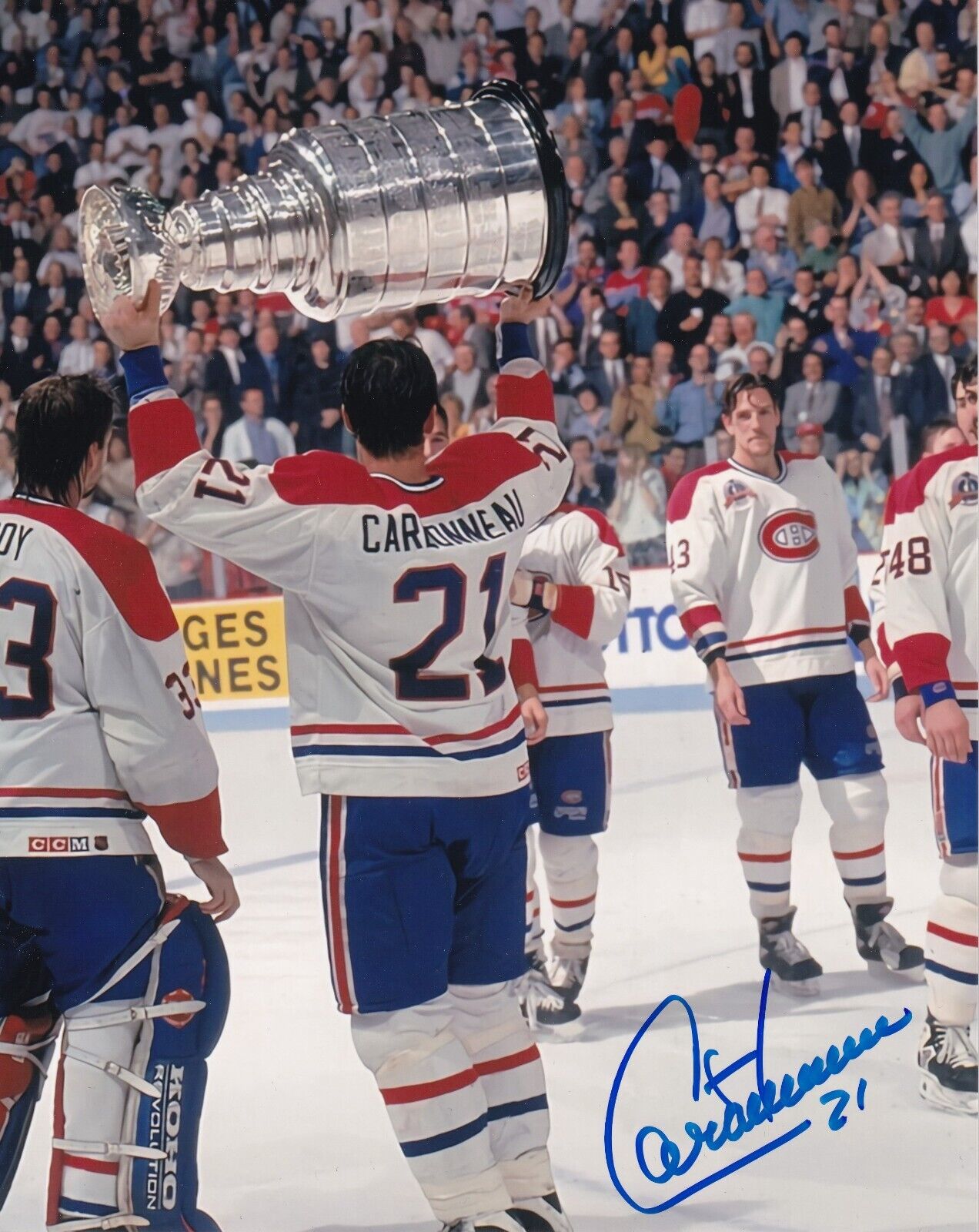 GUY CARBONNEAU Autographed Photo (8 x 10) - 1993 Stanley Cup - TW PRESTIGE