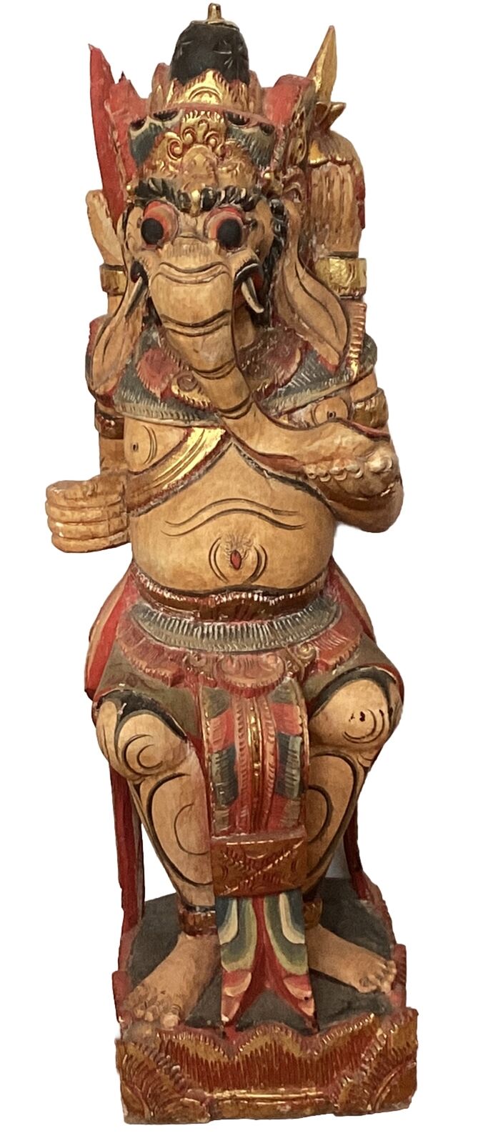 Antique RARE Native Carved Wooden Asian Ceremonial Alter Deity✨85cm High Statue
