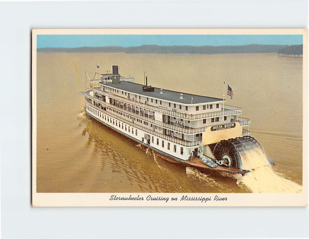 Postcard Sternwheeler Cruising onThe Delta Area of the Great Mississippi Valley