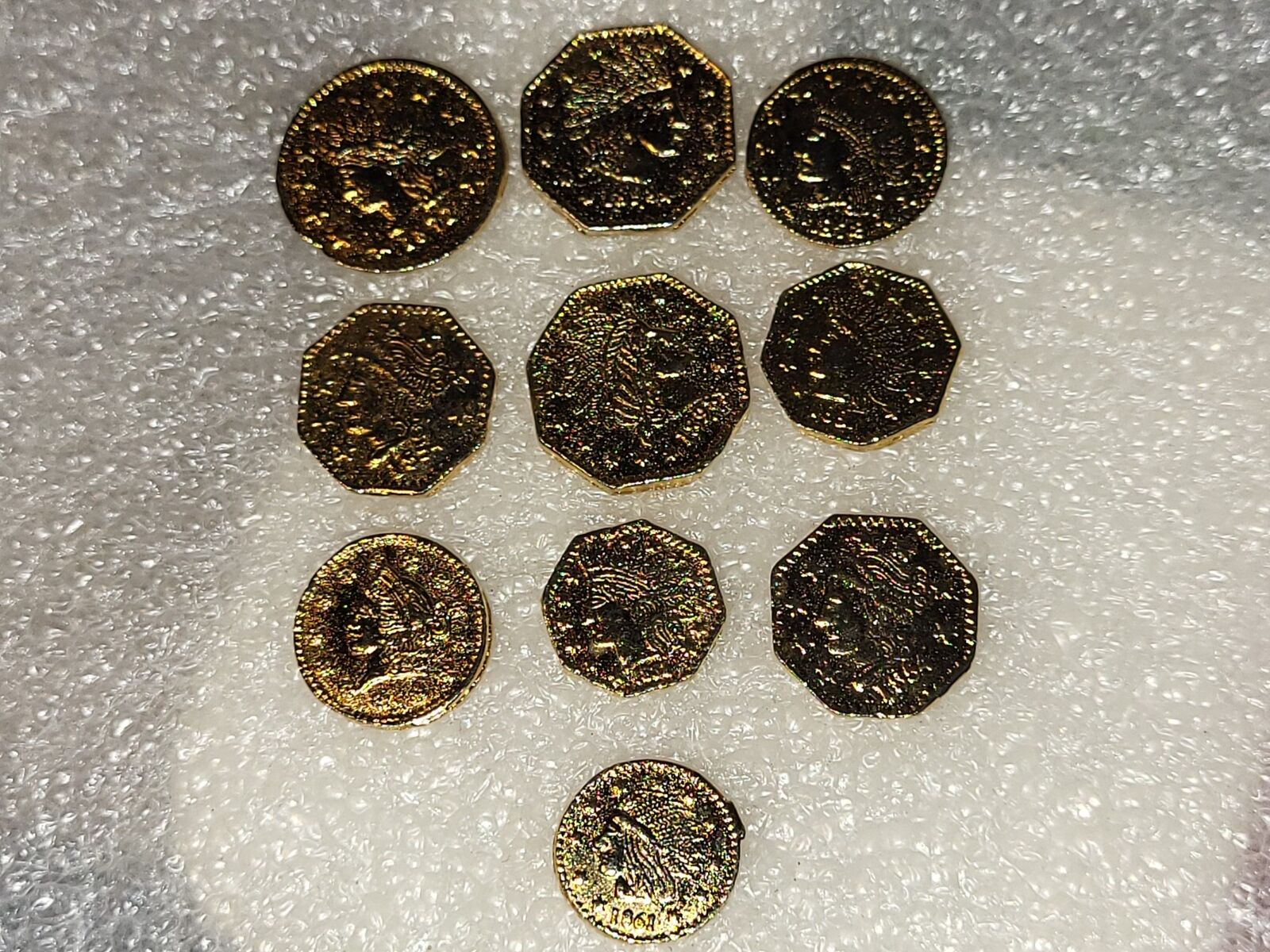 10 Miniature 1800s California Gold Souvenir Coins 