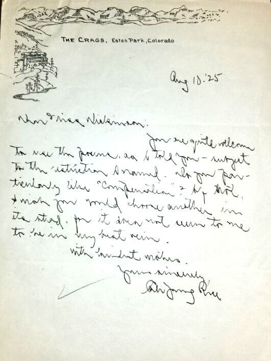Kentucky Poet, Dramatist CALE YOUNG RICE Autograph Letter Signed