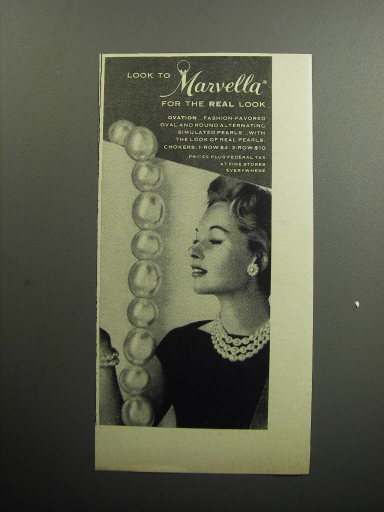 1956 Marvella Jewelry Advertisement - Look to Marvella for the real look