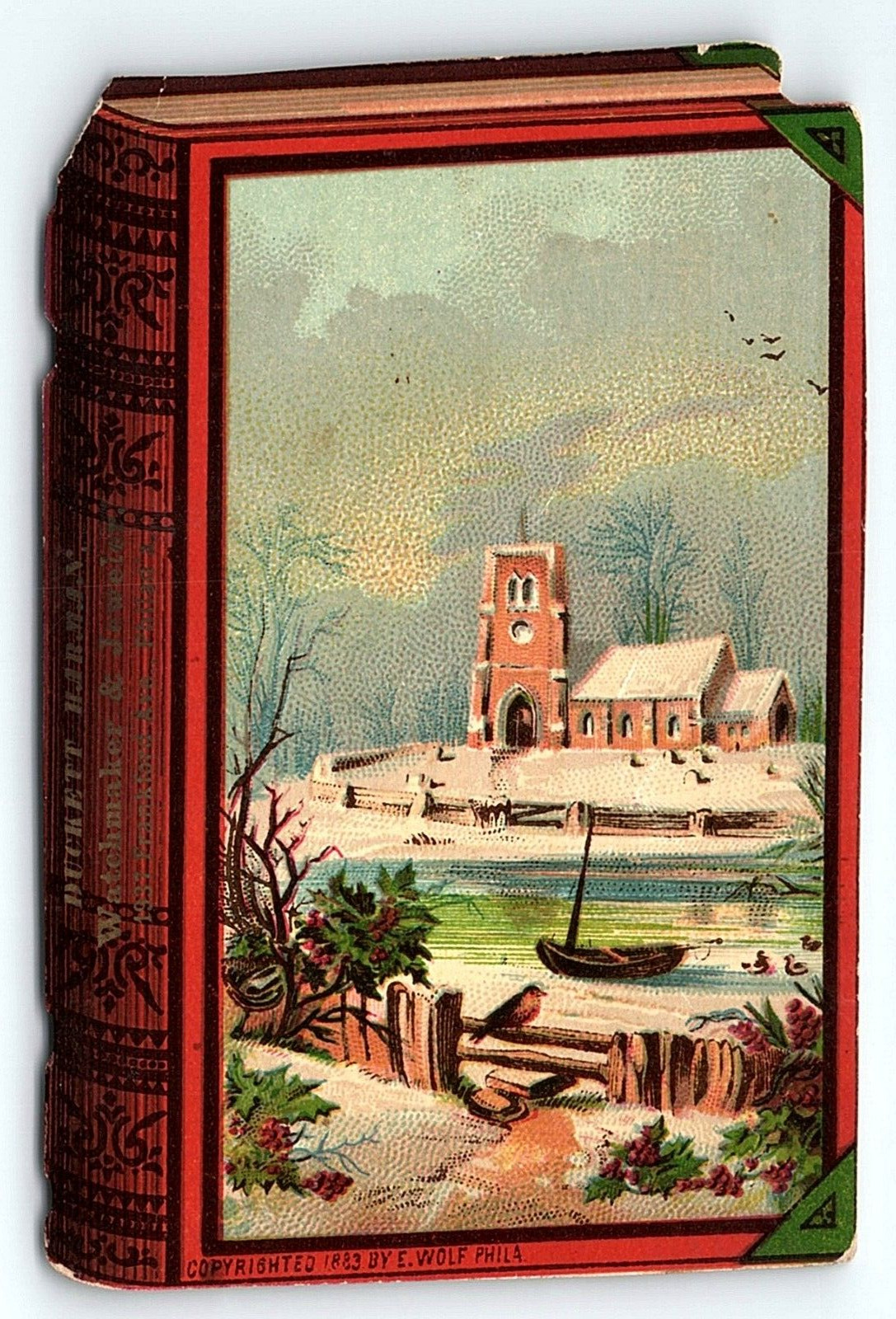 1880s PHILADELPHIA DUCKETT HARMAN WATCHMAKER 3-D LOOK VICTORIAN TRADE CARD P136