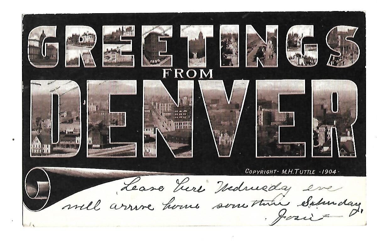 postcard large letter greetings denver 1906 UDB