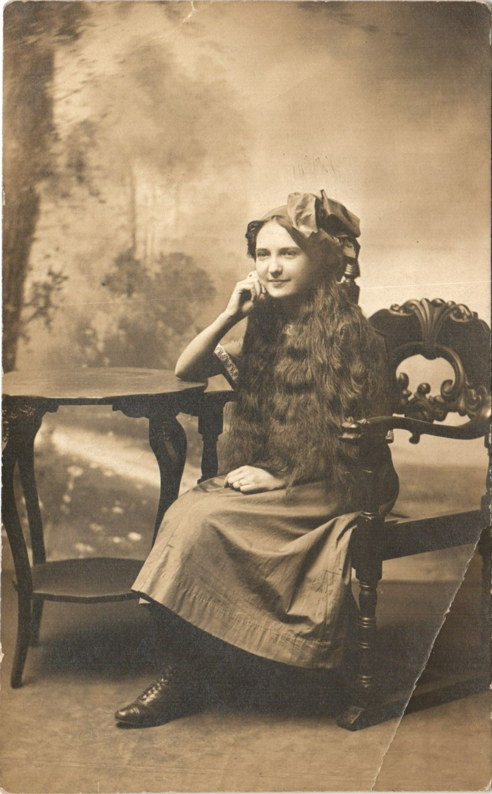 STYLISH YOUNG GIRL antique real photo postcard rppc PHILADELPHIA, PA c1910