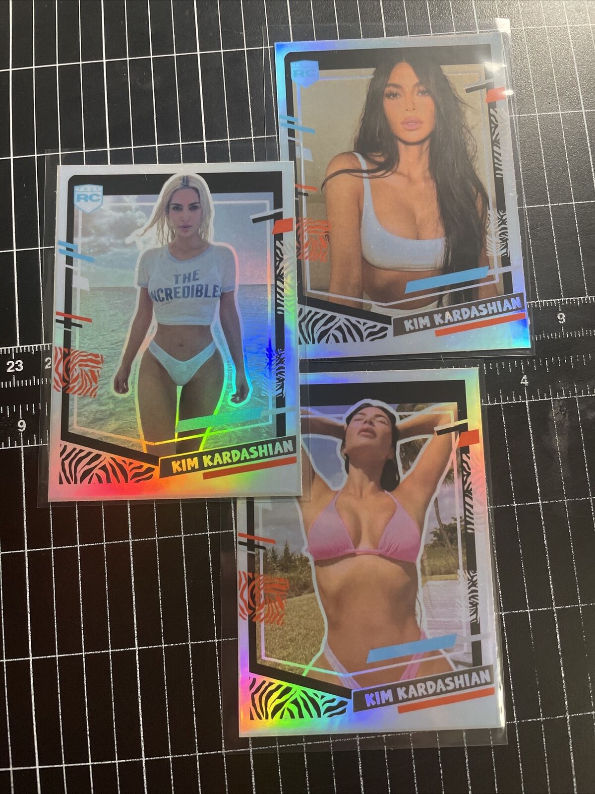 Kim Kardashian Lot Of 3 1/1 One Of One Custom Refractor Sticker Cards A